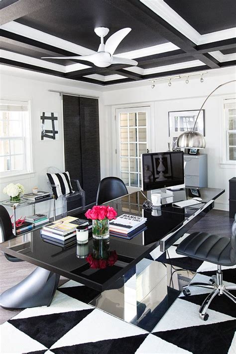 hollywood glam black  white office space ashlina kaposta home office design