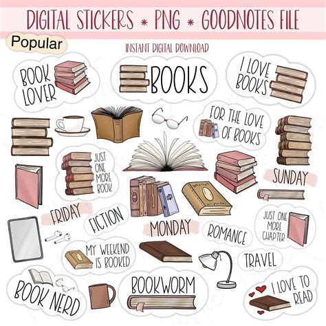 books digital stickers  goodnotes reading stickers pre cropped