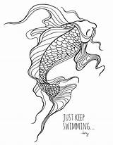 Koi Fish Coloring Pages Ocean Lostbumblebee Colouring Adult Printable Drop Swimming Keep Just Sheets Drawings Grown 24kb 1600px 1236 Dory sketch template
