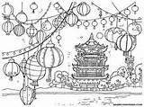 Mewarnai Imlek Lampion Perayaan Pesta Tahun Sketsa Planets Asie Anakcemerlang Clip sketch template