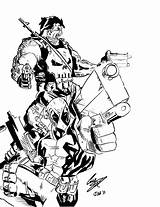 Punisher Deadpool Coloring Pages Inks Deviantart Vs Wallpaperaccess Getcolorings Color Marvel Wallpapers sketch template