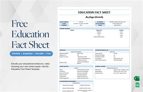 education fact sheet templates examples edit