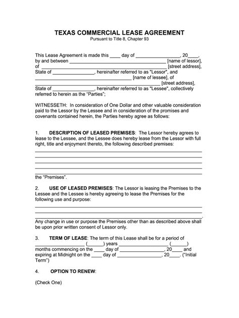 texas commercial lease agreement    form fill   sign
