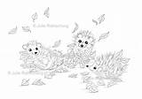 Hedgehogs Egels Herfst Schattige Postzegels Digitale sketch template