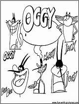 Oggy Coloring Cockroaches Pages Characters Colouring Printable Fun Kids Print Color Joey sketch template