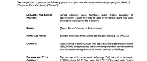 letter  intent  purchase commercial real estate  word