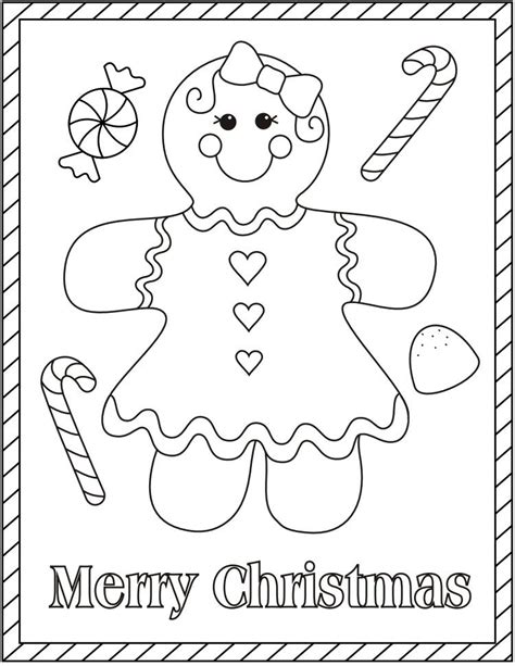 gingerbread girl  christmas coloring pages merry christmas