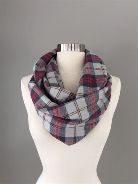 womens plaid scarf gray plaid flannel infinity  shopvmarie
