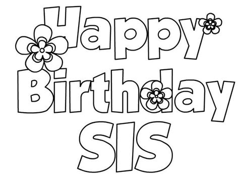 happy birthday sister coloring card coloring pages