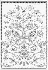 Coloring Scandinavian Pages Book Embroidery Patterns Floral Pg Pattern Jacobean Print Books Sheets Designs Adult Visit Choose Board Folk Color sketch template