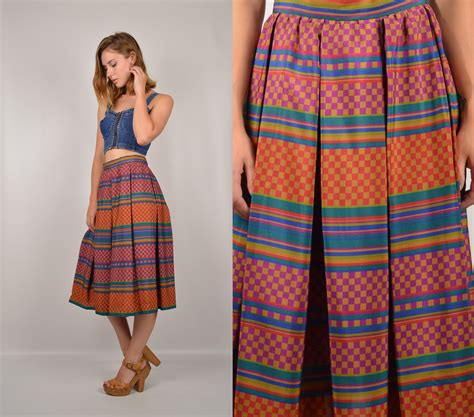 high waist striped circle skirt vintage