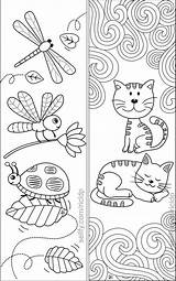 Lesezeichen Bookmarks Vorlage Insects Erwachsenen Druckbare Handgefertigte Sellfy sketch template