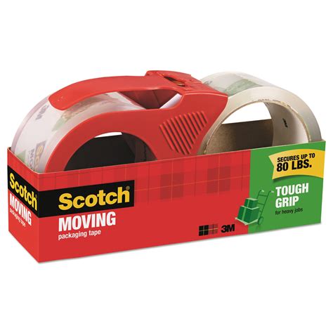 scotch tough grip moving packaging tape  core    yds clear pack mmmrd