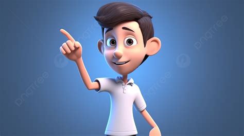 animated male cartoon character demonstrating with hand gesture