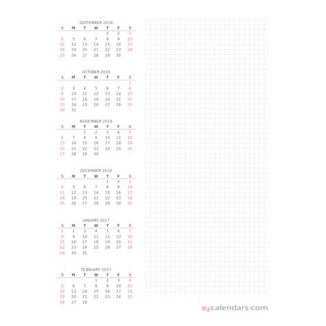 months  page printable calendar ezcalendars
