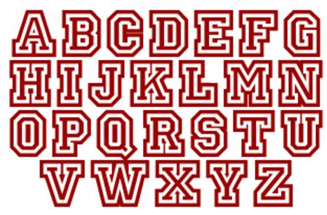collegiate font red upper  lowercase letters