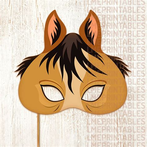 horse mask party printable light brown foal animal masks paper etsy