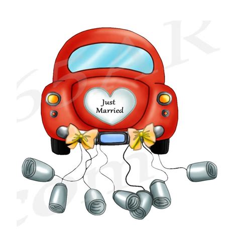 50 Off Just Married Car Clipart Clip Art Wedding Car Etsy