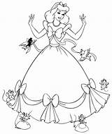 Coloring Cinderella Helped Friends Her Pages Color Print sketch template