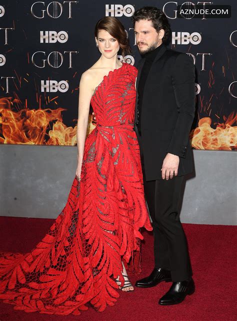 rose leslie and english actor kit harington attend the game of thrones