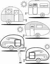 Coloring Pages Vintage Trailers Trailer Camper Camping Teardrop Travel Adult Etsy Template Colouring Printable Roulotte Retro Rv Happy Caravan Wohnwagen sketch template