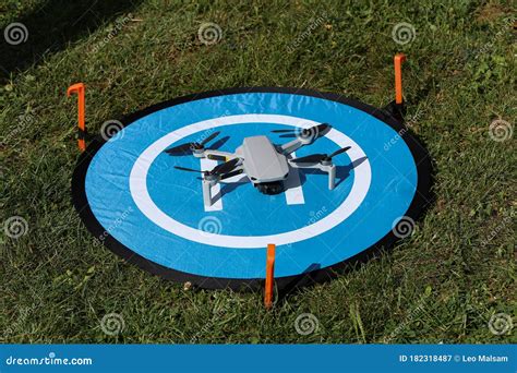 drone stands      landing pad stock image image  ground carbon
