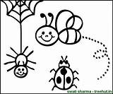 Coloring Pages Insects Bugs Garden Treehut Spider Ladybird Set Clipart Views sketch template