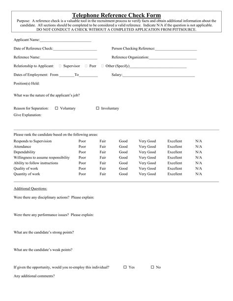 reference check forms   ms word