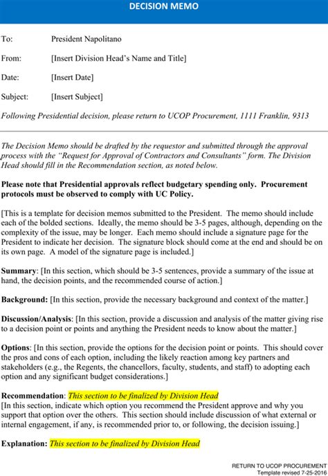 policy decision memo template word   formtemplate
