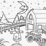 Coloring Pages Moon Harvest Printable Sky Color Night Farm Kids Background Star Print Cartoon Drawing Creepy Enchanted Young Wizard Illustration sketch template