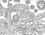 Gogh Starry Sternennacht Colorir Quadri Ausmalbild Stellata Noite Estrelada Famosi Dipinti Pagine Bambino Sketchite Colorier Pinturas Gessetto Arti Grano Forumcommunity sketch template