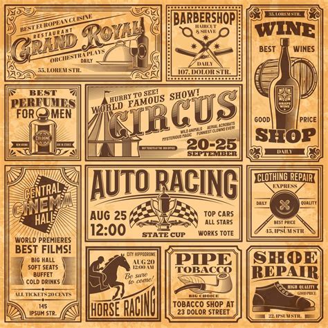 vintage newspaper banners  advertising page  vector art