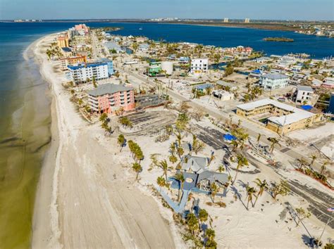 drone aerial photo fort myers beach huracane ian aftermath  recovery imagen de archivo