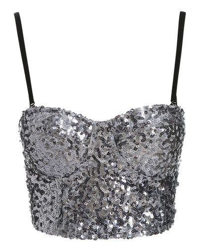 sequin crop bustier shop clearance  wet seal silver fashion skirt  crop top indian