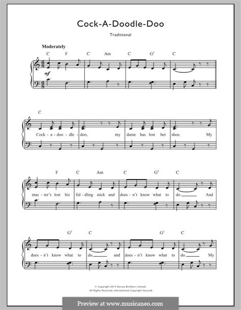 Cock A Doodle Doo By Folklore Sheet Music On Musicaneo