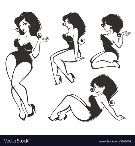 Pinup Collection Royalty Free Vector Image Vectorstock