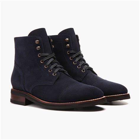 handmade men navy blue suede ankle boots mens fashion lace  boots men boots boots