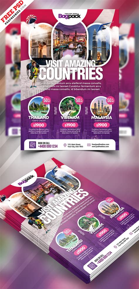 holiday travel packages flyer template psd psdfreebiescom