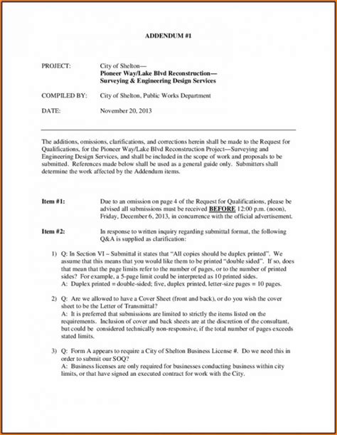 addendum template  contract agreement template  resume examples
