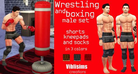 wrestling and boxing male set shorts kneepads and socks sims 4