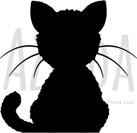 azeeda large  black cat wall stencil template ws