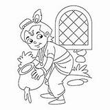Krishna Coloring Pages Lord Butter Thief Vasudev sketch template