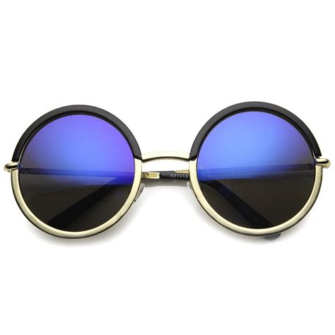 womens round sunglasses with uv400 protected mirrored lens womens