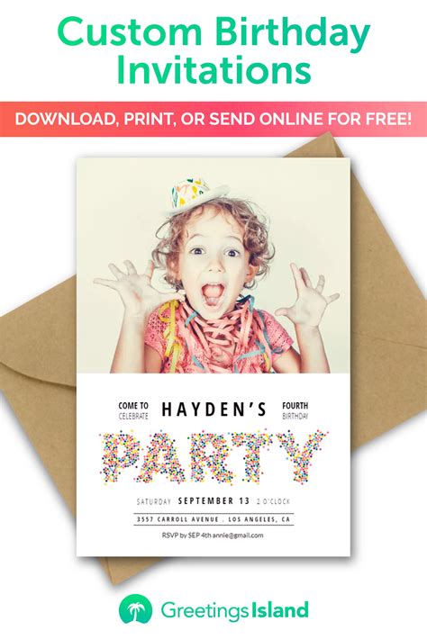 printable custom birthday party invitations