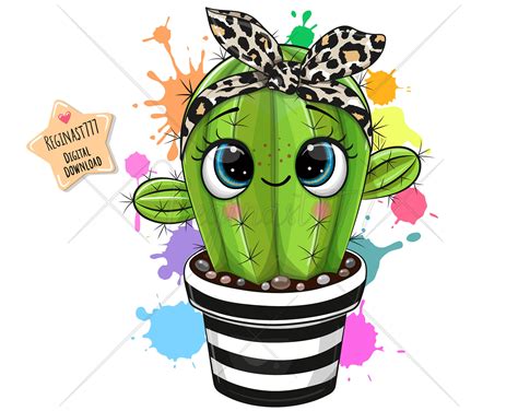 cute cactus png digital  cacti clipart party etsy