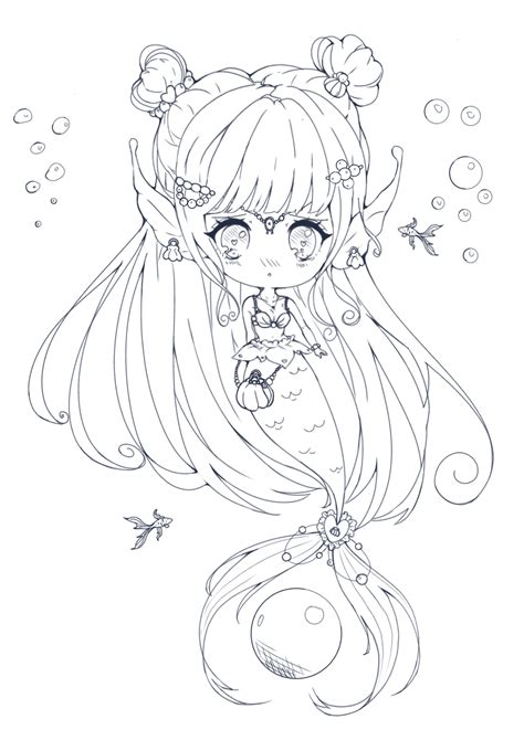 chibi mermaid coloring pages  girls coloring pages