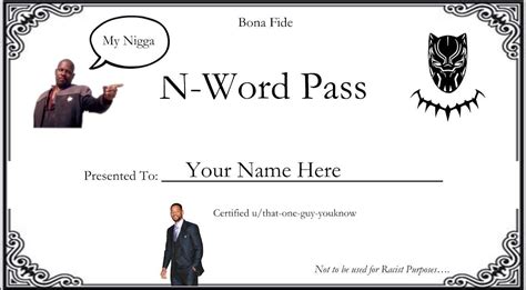 N Word Pass Card Meme