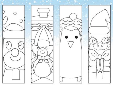 christmas coloring printable bookmarks bookmark  color  funny
