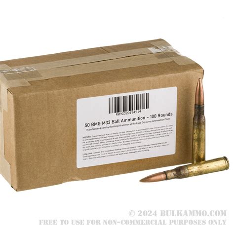 100 Rounds Of Bulk 50 Bmg Ammo By Lake City 660gr Fmj M33