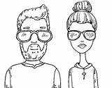 Hipsters Coloring Coloringcrew sketch template